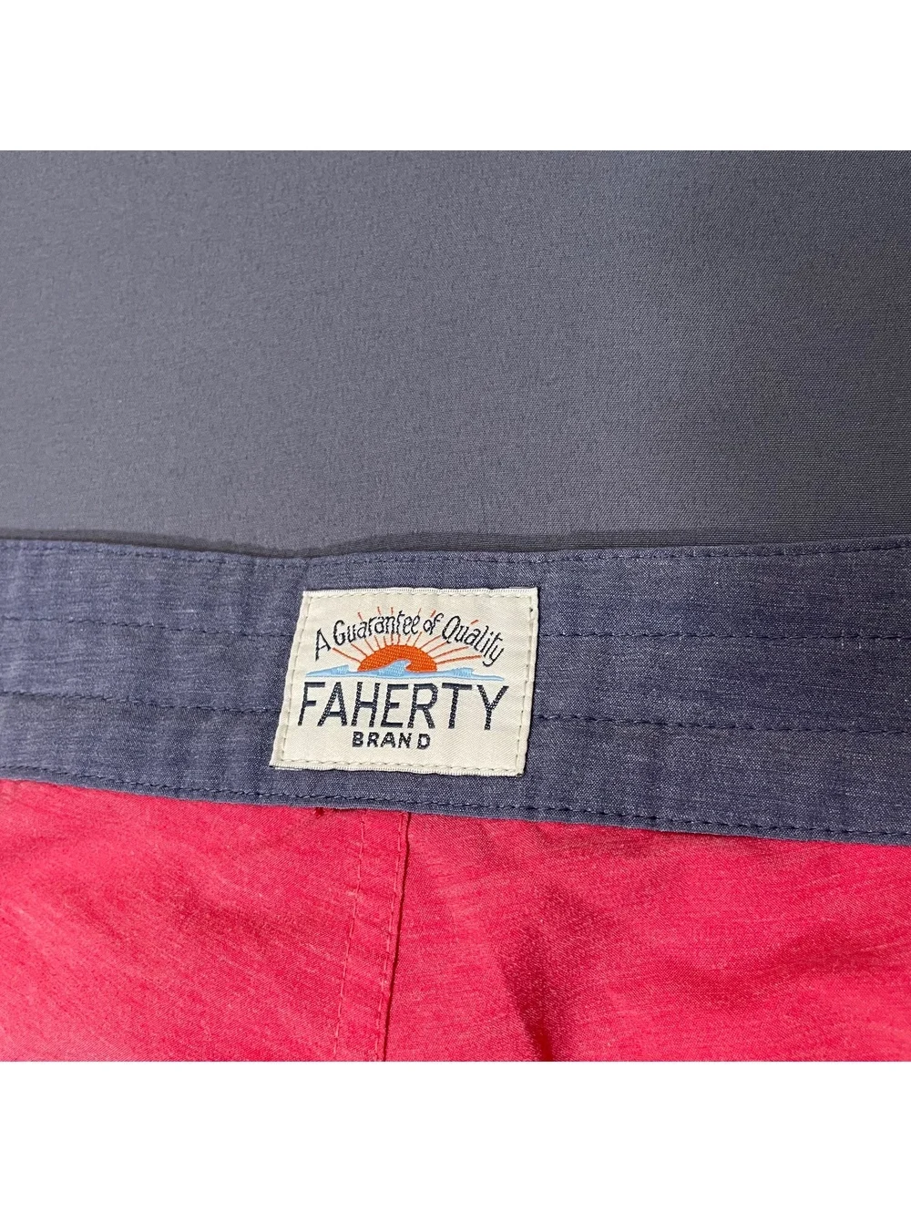 Faherty Men's Red and Gray Drawstring Swim Trunks Board Shorts